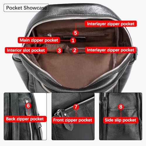 Image of 15 Colors Real Soft 100% Genuine Leather Women Backpack Fashion Ladies Travel Bag Preppy Style For Woman (Black)