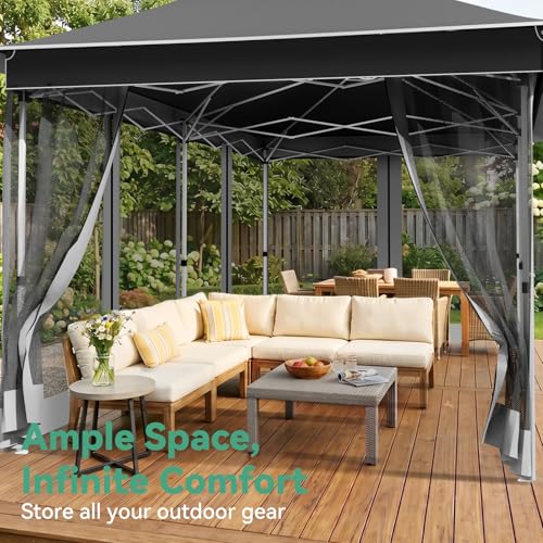Image of COBIZI 12x20 Pop up Canopy Tent - Gazebo, Party Tents for Parties, Carpas para Fiestas, Large Outdoor Popup Patio Screened Gazebos, Shelter Tents with Net for Backyard, Commercial,Darkgrey