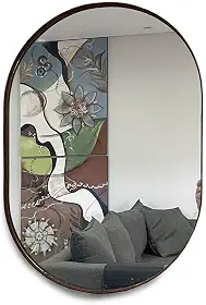 Espelho Oval 60x40cm com Moldura Cor:Café