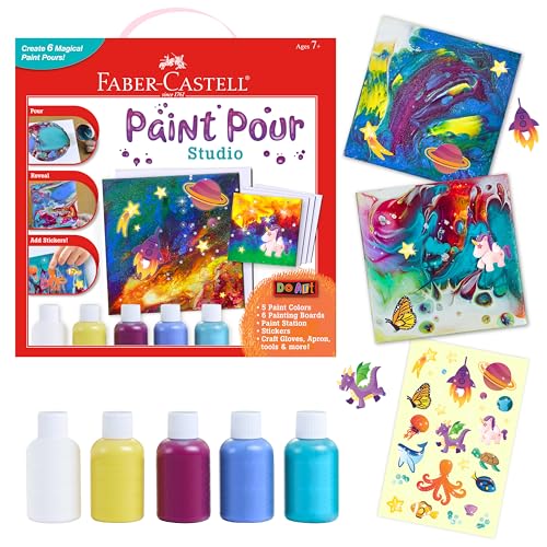 Faber-Castell Do Art Paint Pour Studio - No Mix Acrylic Paint Pouring Set for Kids - Makes 6 Fluid...