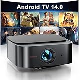 プロジェクター【Android TV 14＆1000ANSI】Lisowod 小型 家庭用 1080p 4K対応 自動台形補正 4D/4P台形補正 WIFI6 双方向Bluetooth5.4 静音 電動フォーカス 50%ズーム HiFiスピーカー内蔵 IOS/Android/パソコン/PS4/USB/HDMI/SWITCHなど対応 日本語取扱書 L62Pro 黒