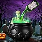 Halloween Decorations Indoor - Cauldron Halloween Decor with Magic Floating Potion Bottles and Diffuser, Black Plastic Witches Bowl Party Decoration for Spooky Vintage Home Room Table