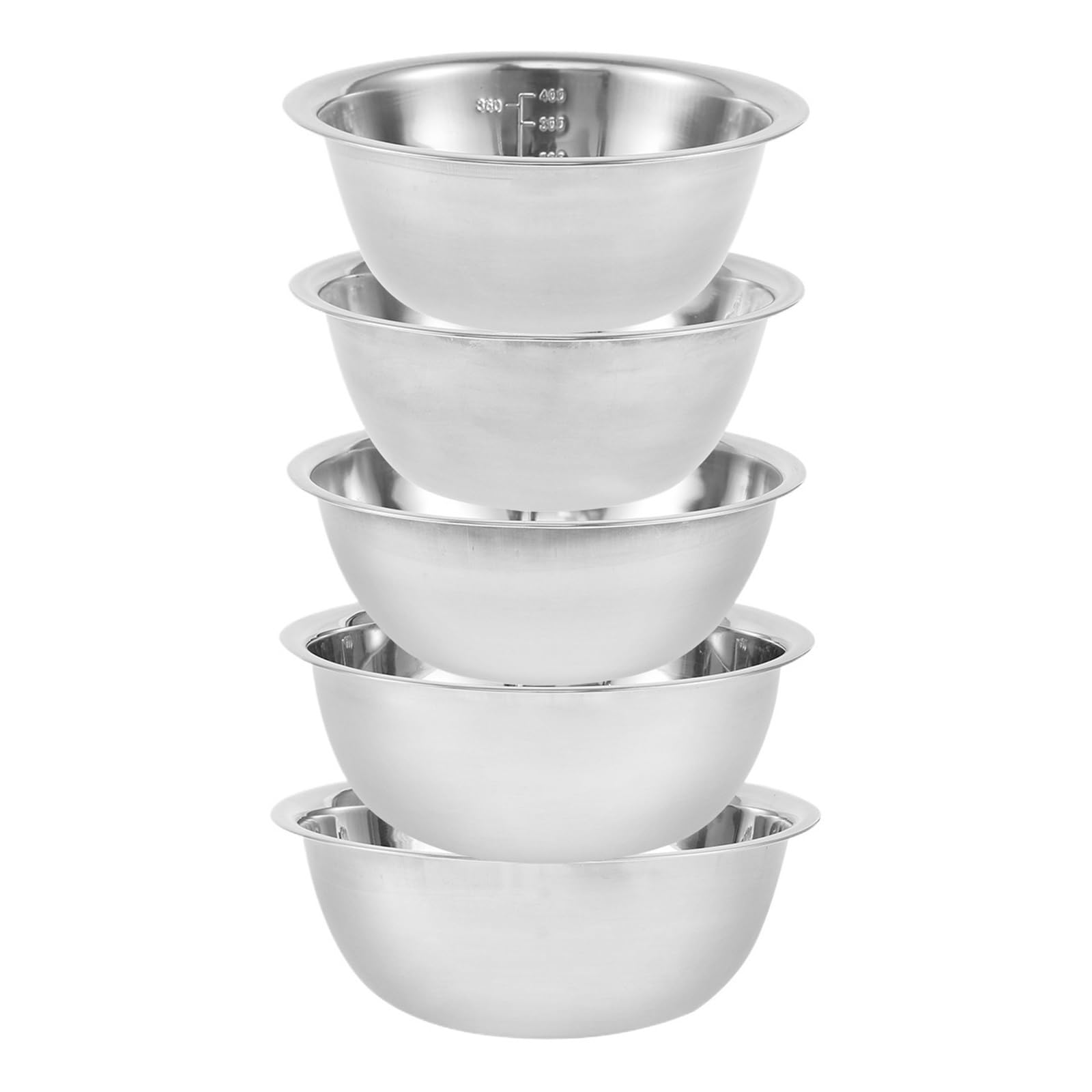 Generisch 5-teiliges Edelstahl-Rührschüssel-Set, multifunktionales Suppenbecken, platzsparend, verschachtelter Salat(Style A)