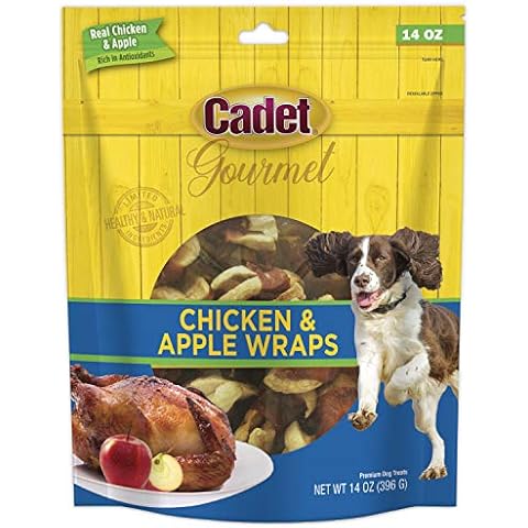 Cadet Gourmet Chicken & Apple Wrapped Dog Treats Wraps - Healthy & Natural Chicken & Apple Dog Training Treats for Small & Large Dogs - Inspected & Tested in USA (14 oz.) Cover