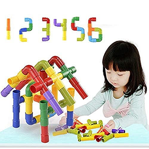 Image of GRANTH Educational Play and Learn Plastic Building Block Set Pipes Puzzle Set - Blocks for Kids | 56 Pieces | - Blocks Toys and Games for Kids(Multi Coloured)