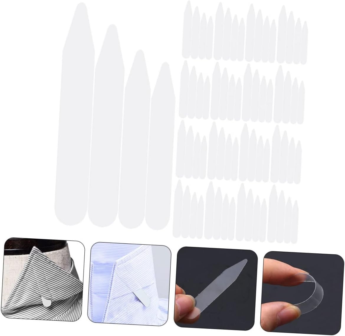 400pcs Collar Extenders for Men's Dress Shirts Simple Collar Stays Rounded Edges