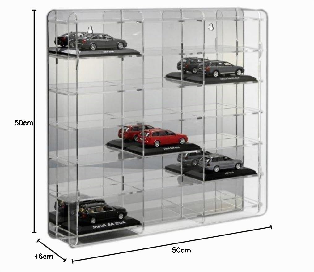 SORA Vetrina espositiva per modellini auto in scala 1:43 con pannello posteriore a specchio