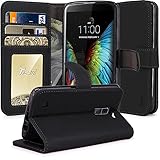 LG K10 Case, LG Premier LTE Case, TAURI [Stand Feature] Wallet Leather Case with Card Pockets Flip Cover Protective Case For LG K10 / LG Premier LTE - Black