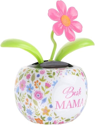 SEWACC Dashcams bonsái alimentados por energía solar para decoración del automóvil, decoración del hogar, cabeza agitada, adorno de flores,