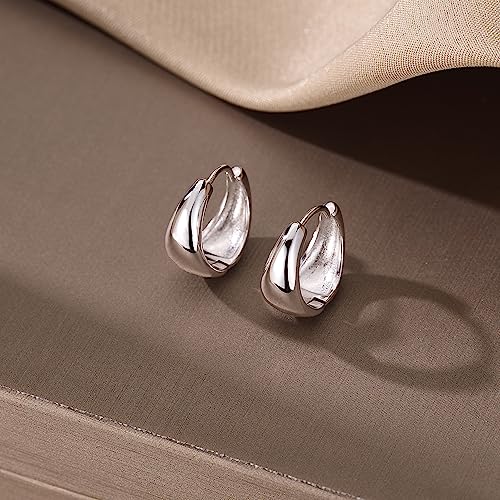 SLUYNZ Solid 925 Sterling Silver Waterdrop Hoop Earrings for Women Teens Teardrop Hoop Earrings Gold Chunky Hoop Earrings Half Hoop Earrings4