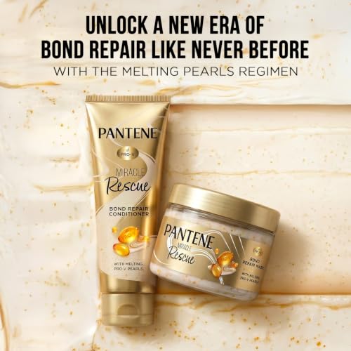 Image of Pantene Bond Repair Mask 300ml, with 10000 Melting Pro-Vitamin B5 Pearls, Reverses up to 3 years of hair damage, Visible damage repair in 1 use. Helps rebuild broken hair bonds at molecular level