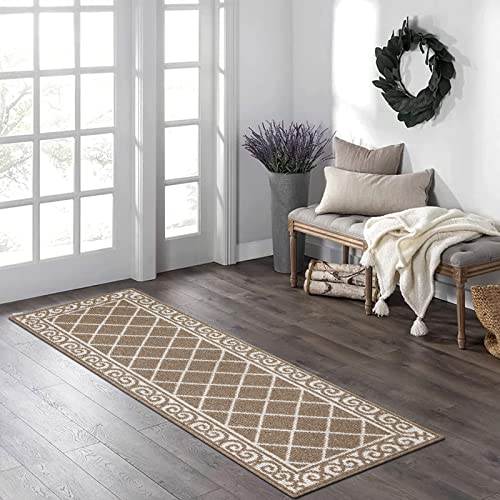 Topotdor Moroccan Geometric Textured Runner Rug,Kitchen Rugs Non-Slip Absorbent Machine Washable Durable Runner Rug For Hallway Living Room Laundry Room High Traffic Areas #TOP9