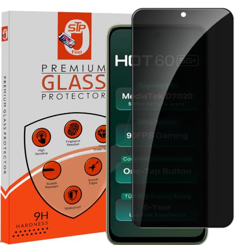Image of STP FEEL Premium Grade Privacy Tempered Glass Screen Protector Guard Compatible For Infinix Hot 60 5G (6.7 Inch, Pack of 1) Full Edge to Edge Coverage Anti-Spy /Anti-Peeping 9H Hardness
