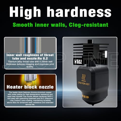 2-Pack Upgraded 0.2MM Hotend kit for Bambu lab P2S/H2D/H2S（with 4 Silicone Sleeve）, Extruder Include Hardened Steel Nozzle and electroplated Heating Block for bambus 3D Printer Accessories