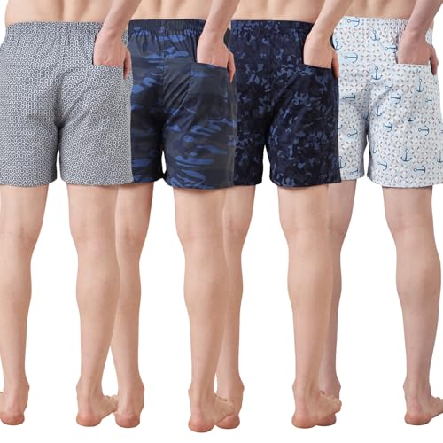 Image of Urban Scottish Ultra-Comfortable Men's Boxer Pants (Pack of 4), 100% Cotton with Stylish Print, Soft & Stretchy Elastic Waist Band, Dynamic Movement & Hardwearing Stitching,Breathable Gentle Snug Fit