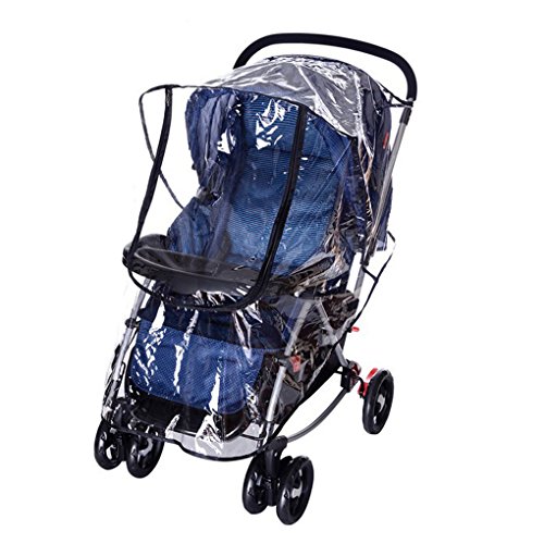 Universal Rain Cover for Most Pushchair Pram Baby Stroller Rain Cover With Zip Front Opening Buggy Throw Over Rain Cover PVC Transparent Waterproof Wind Rain Weather Shield Protector