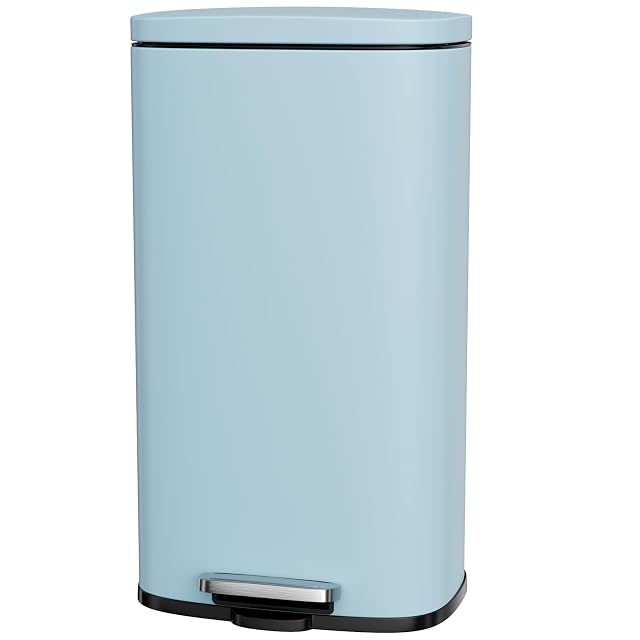 AthLike Trash Can Stainless Steel Kitchen Garbage Can Step Waste Bin with Hinged Lid and Removable Inner Bucket