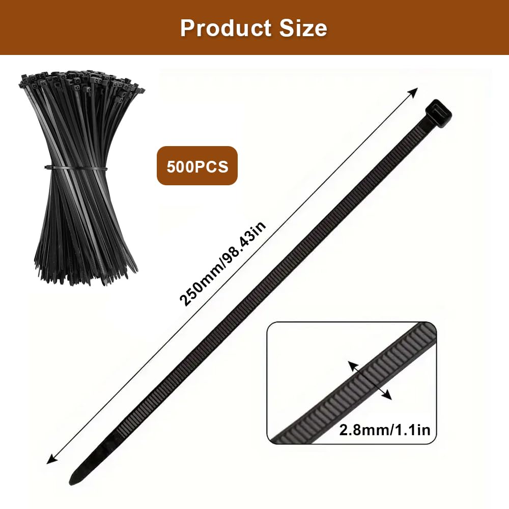 AIPERQ 100 Pezzi Fascette Per Cavi Lunghe - 350 Mm X 8 Mm - Resistenti Ai Raggi UV - Resistenza - Foto 11