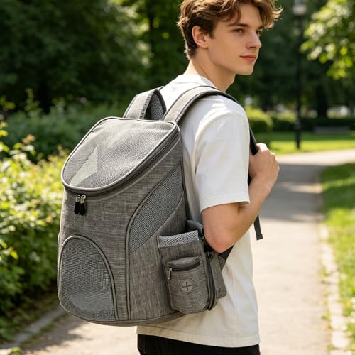 Mochila para mascotas manos libres con hebilla de seguridad gris 4