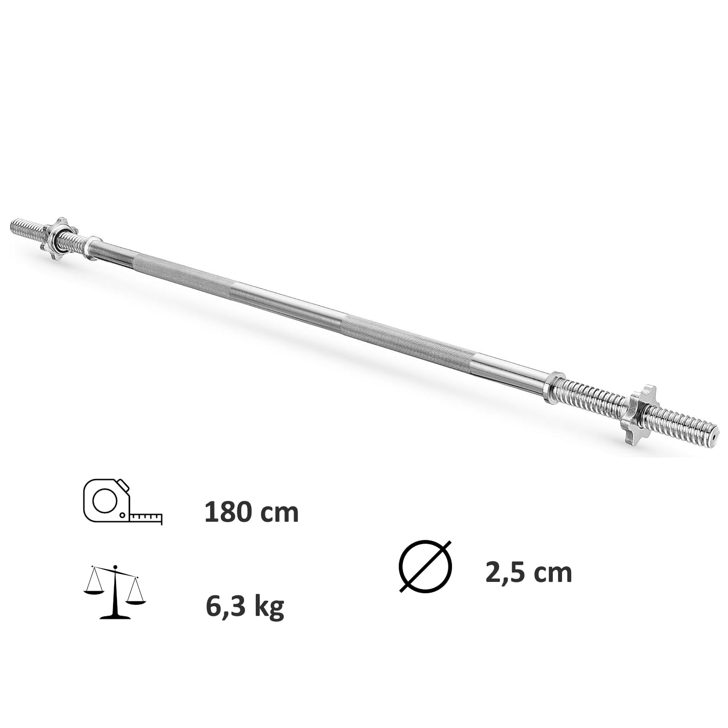 Set Bilanciere con Dischi - Bilanciere Dritto da 180 cm con Dischi in Ghisa Gommati Vari Pesi Disponibili Foro 30 mm
