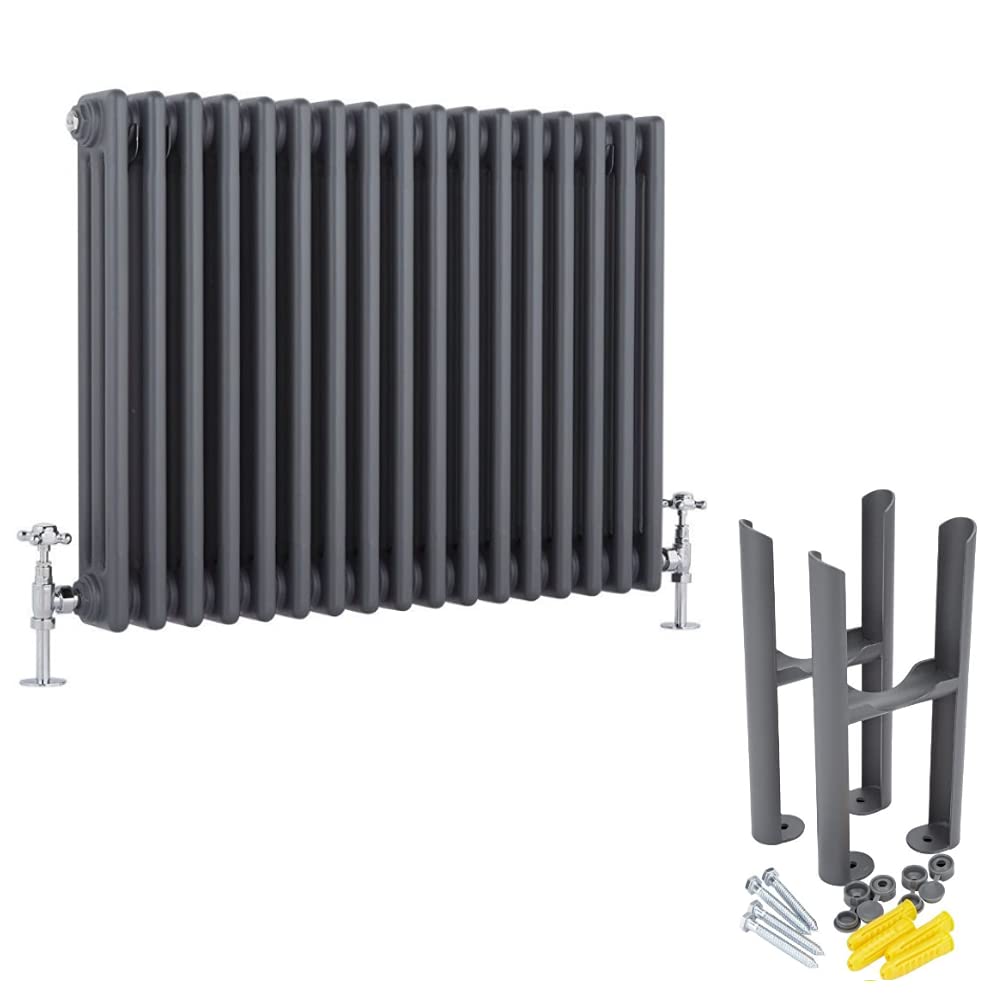 Milano Anthracite Windsor Cast Iron Style Horizontal Triple Column Radiator Feet - 600Mm X 785Mm