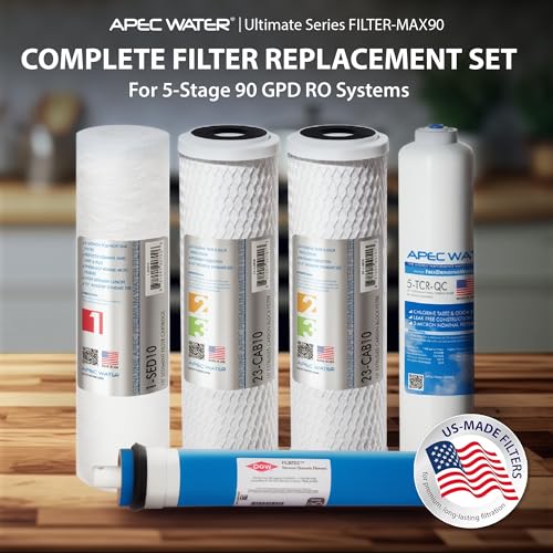 Image of APEC FILTER-MAX90 US Made 90 GPD Complete Replacement Filter Set for Ultimate Series Reverse Osmosis Water Filter System (for Standard 1 /4 inch Output System)