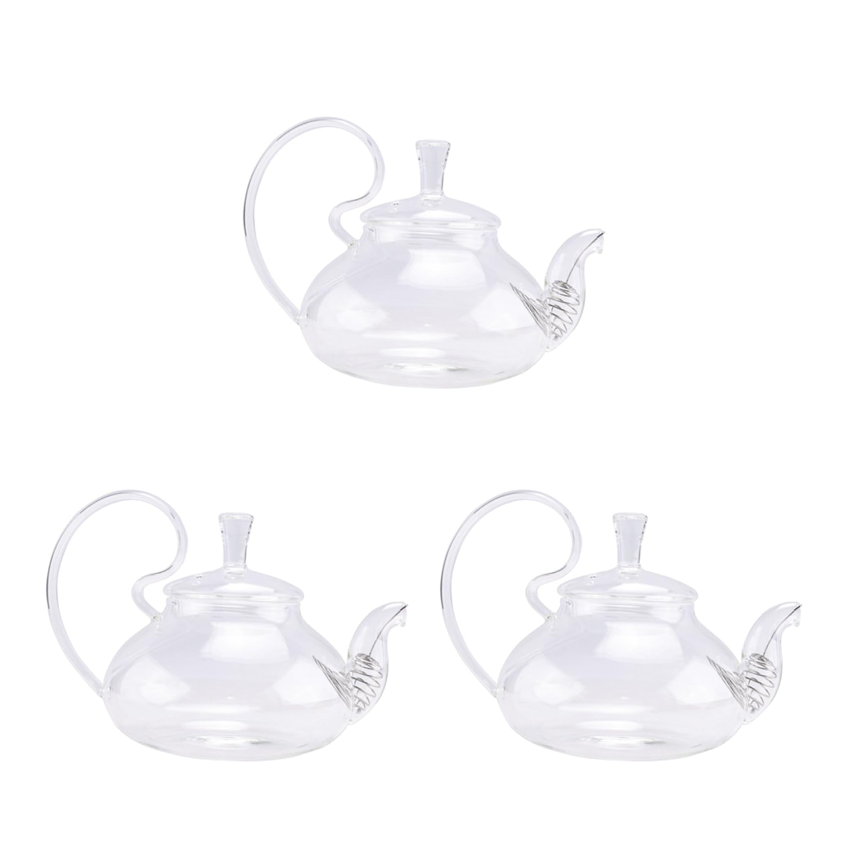 Hndhbfgrt 3X 650Ml Heat High Handle Flower Coffee Glass Tea Pot Blooming Glass Teapot with Strainer