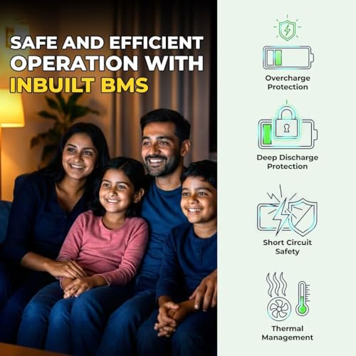 Image of UTL Lithium LiFePO4 Inverter Battery | Smart BMS | 3500 Cycles | Zero Maintenance | Fast Charging | Solar & Inverter Compatible | 5 Years Warranty (12.8, Volts)