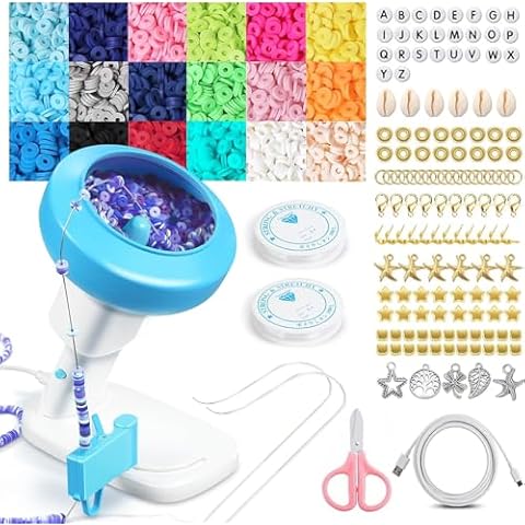Goody King Clay Bead Spinner for Bracelet Making Kit - 3600+|18 Colors Clay Beads Set, Bead Spinner Needles Included, Easy Friendship Bracelet Making, Bracelet Kit Essentials (Blue) Cover