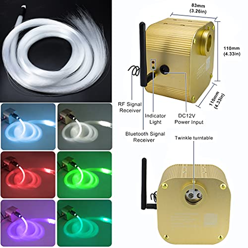 Image of AZIMOM Bluetooth /APP Control 16W Twinkle Fiber Optic Lights Star Ceiling Lighting Kits 550pcs*0.03in13.1ft Fiber Strands RGBW Music Sound Control Light Engine Home Indoor Car Interior Decor
