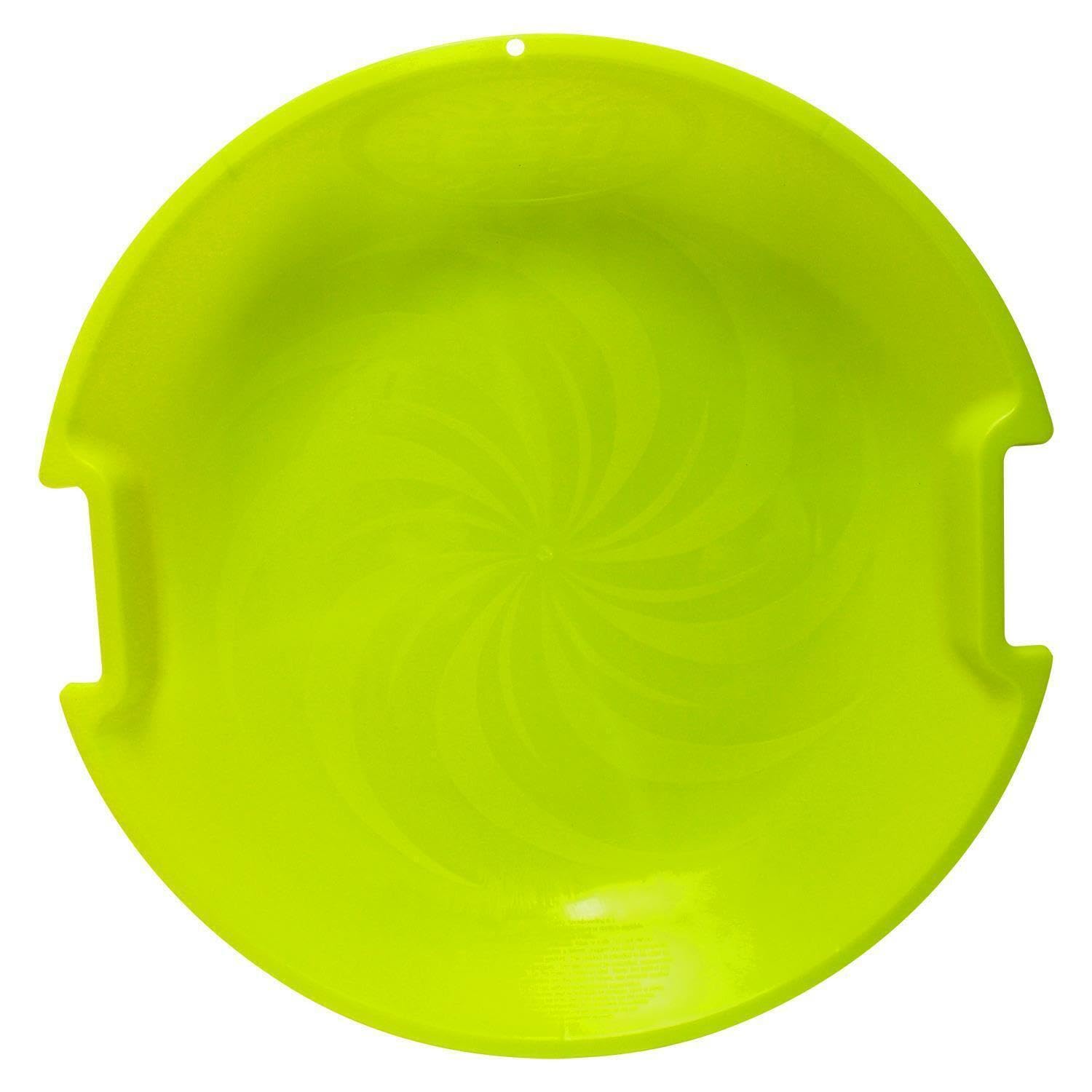 Maykoosh Vintage Visions Super V Saucer Disc Sled - Neon Lime, Durable Construction, Diamond Polish Bottom, 26 X 26 X 2, 88 Inches, Molded Ribbed Handles