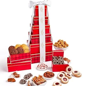 Gluten Free Palace Gift Basket Tower – Christmas Gift Sets for Family – 6 Tier Gluten Free Cookies Gift Basket Treat Tower
