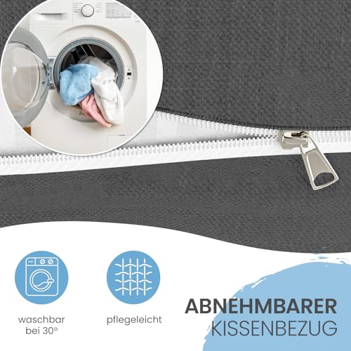 ELONEO Rückenkissen 70 cm breit, Keilkissen für Bett und Sofa geeignet, dreieckiges Lesekissen, Kissen mit abnehmbarem und waschbarem Bezug, mit praktischem Seitenfach
