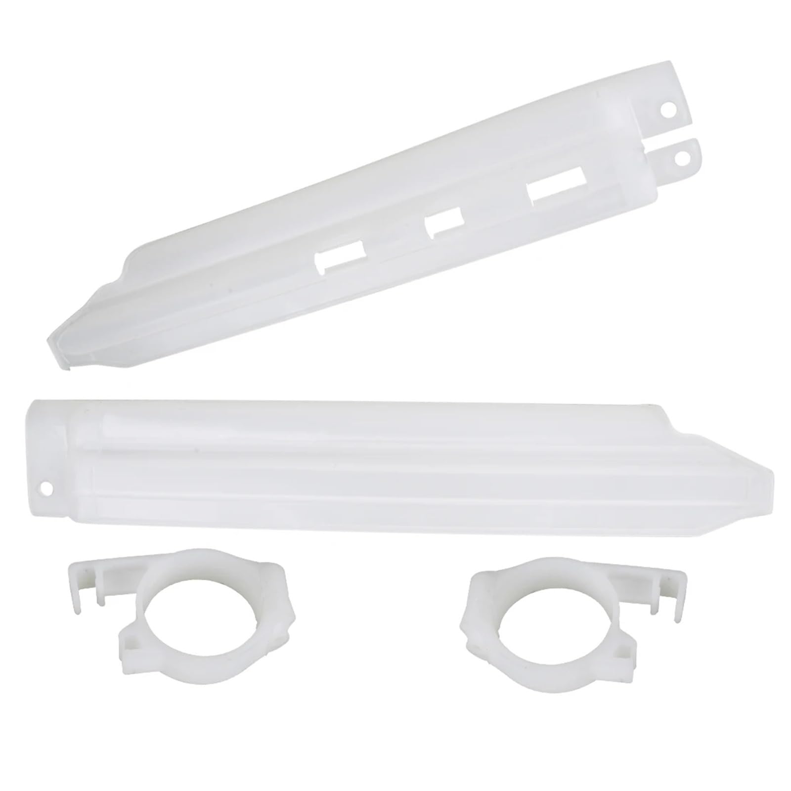 Adatto per Kawasaki KLX250/300/650R/ 2 pezzi protezione protezione forcella anteriore bianca con kit clip guida soffietto forcella