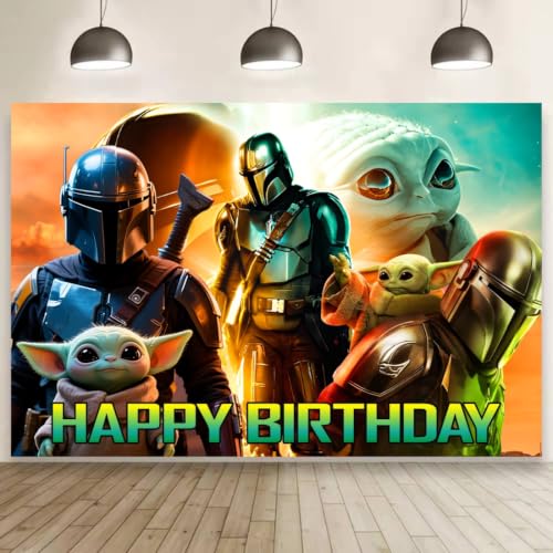 Wall Decor Backdrop for Mandalorian Themed Birthday Decorations Kids Birthday Party Supplies (5x3ft)
