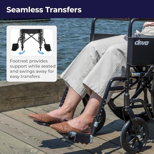Drive Medical Silver Sport 2 Wheelchair with Various Arms Styles and Front Rigging Options, Black, 18 Inch by Drive Medical - Image 3