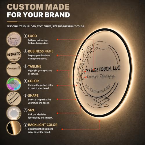Image of Custom LED Backlit Acrylic Logo Sign for Business Office Reception Wall | Premium Halo Lighting, Precision Laser Cut, Business Logo Sign, Indoor Branding, Multiple Sizes, Easy Installation