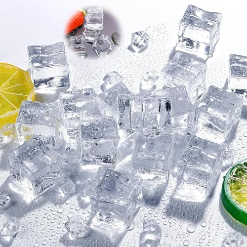 30 Glaçons Artificiels en Acrylique Transparents Carrés, Faux Glaçons Reutilisables Transparent, 18 mm, en Plastique, Décoratifs, Permanents pour la Photographie, Les fêtes et la Décoration