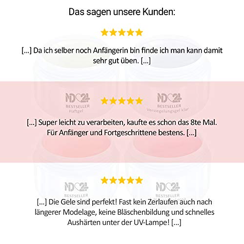 Gel Set - 1-Phasen-Gel Rosa + Haftgel + Aufbaugel Rosa + Finish Gel - Made in Germany (4 x 5ml) – Bild 8