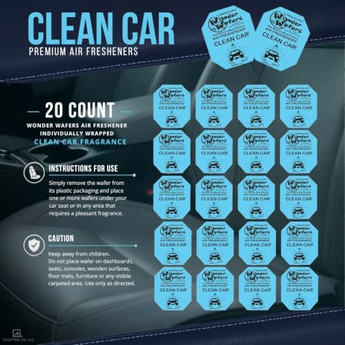 Image of Wonder Wafers 20 Count Air Fresheners Individually Wrapped, Clean Car Fragrance