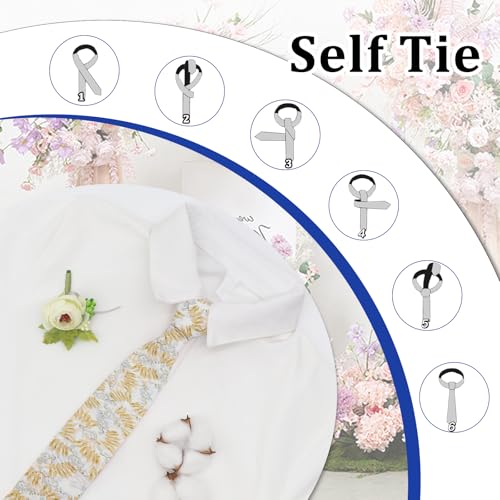 Image of Luckyvestir Ties for Men, Sage Green Cotton Floral Tie 2.76 inch Flower Printed Men's Neckties for Wedding /Groomsmen /Suit /Party