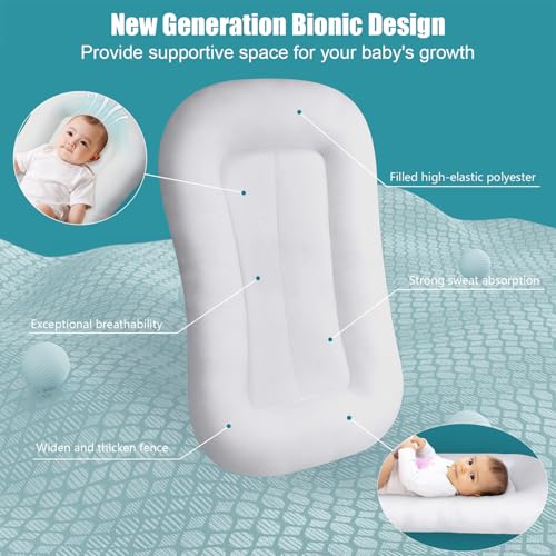 Image of Baby Tummy Time Mat, Blue | Portable Infant Support Cushion With Removable Cover, Home & Travel, Soft Breathable, Supervised Use, Baby Essentials Gift