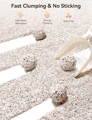 Meowant 5-in-1 Mixed Cat Litter, Natural Bentonite Tofu Clumping Cat Litter, Ultra Absorbent, Fast Clumping, Dust-Free, Odor Control, Flushable, 7.9lbs*2