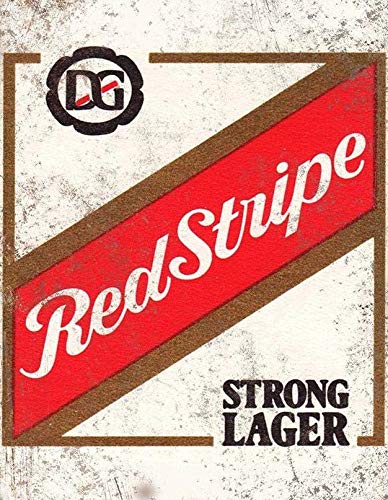 Lewistons-Of-London Red Stripe Jamaican Jamaica Beer Lager inspired Vintage Retro Man Cave Bar Pub Shed Novelty Gift Tin Wall Décor Metal Sign