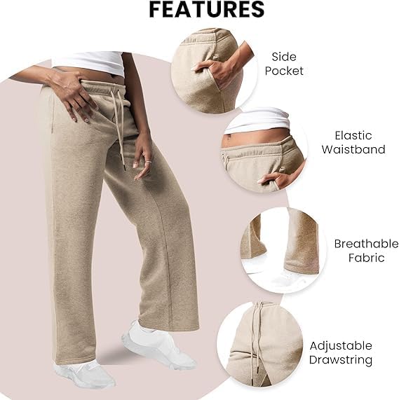Common Stitch 3 Pack Sweatpants Women, Wide Leg Womens Sweatpants, Workout - Yoga Pants (Available in Plus) - Image 4