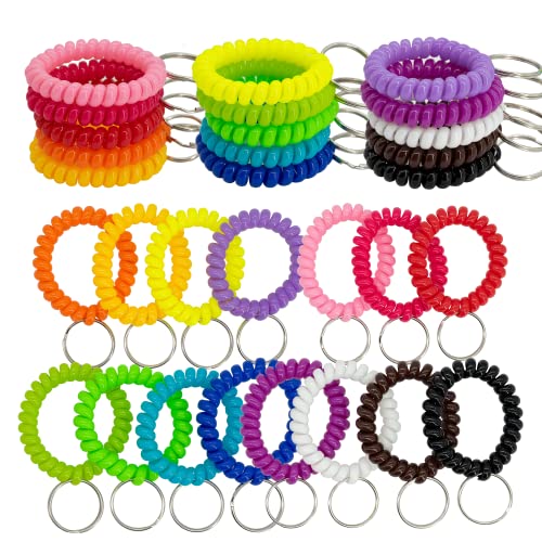 TFoRibbon Multicolor Wrist Coil Stretchable Wrist band Keychain Holder Elastic Wristband Spring Coil...