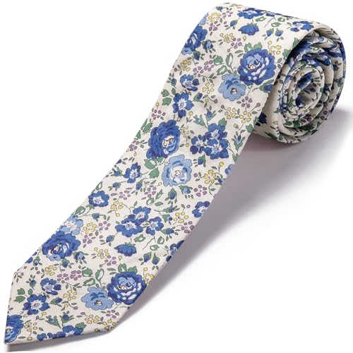Image of Barry.Wang 100% Cotton Floral Ties for Men 63 inch Extra Long Necktie Clip | Fashion Cotton Printed Neckties,Wildflower 2.76 inch Ties Skinny,Gift Box,Groomsmen Wedding Engagement Graduation