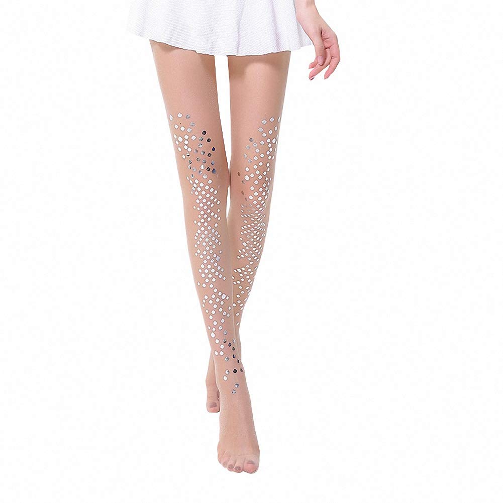 Ulalaza Women's Sliver Tobe-U Socks Hosiery Tight Sparkle Sequin Stockings Pantyhos Mermaid Fish Sparkling Tights Legging Pantyhose Stockings