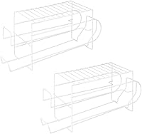 Vista 6 de mDesign Organizador de 2 niveles de alambre de metal con estante superior para despensa de cocina, encimera, gabinete, capacidad para 12 latas