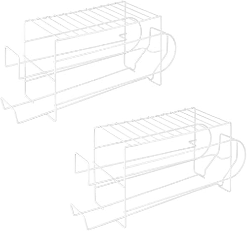 Miniatura 6 de mDesign Organizador de 2 niveles de alambre de metal con estante superior para despensa de cocina, encimera, gabinete, capacidad para 12 latas,